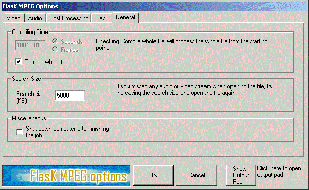 FlasKMPEG General Options