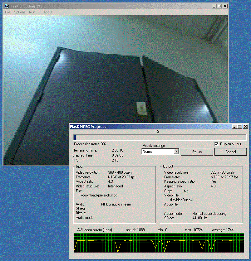 FlasKMPEG Running the Conversion