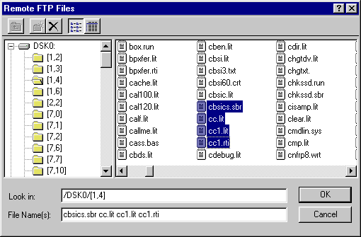 Browsing the host AMOS system via FTP